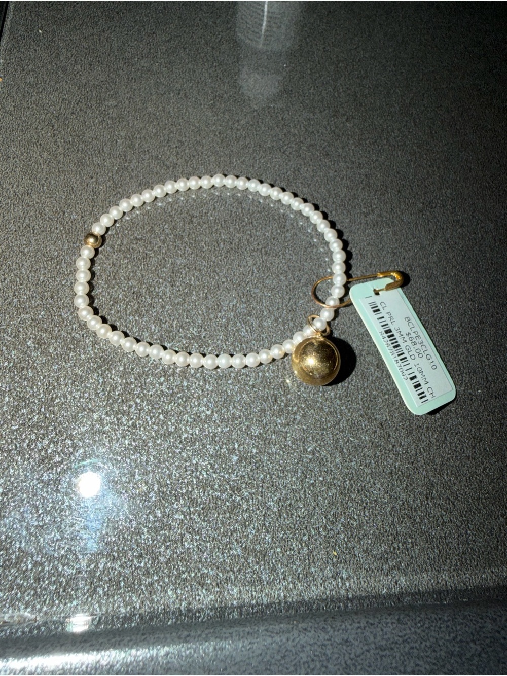 Enewton classic pearl 3mm gold 10mm charm  Bead Bracelet with Gold Charm NWT